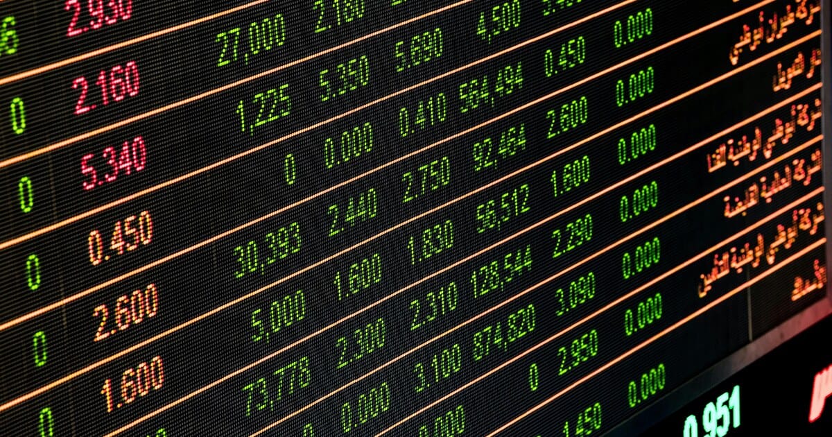Close-up of stock market numbers on a monitor during a volatile session.