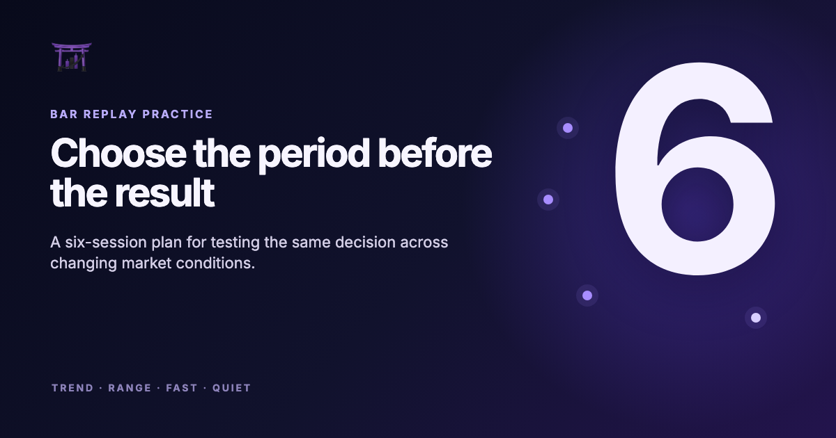 ChartDojo education cover showing a six-session plan for choosing Bar Replay periods