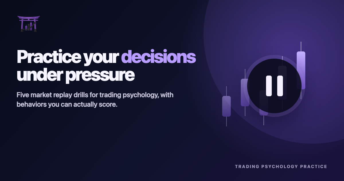 ChartDojo education cover with a paused candlestick replay beside the words Practice your decisions under pressure